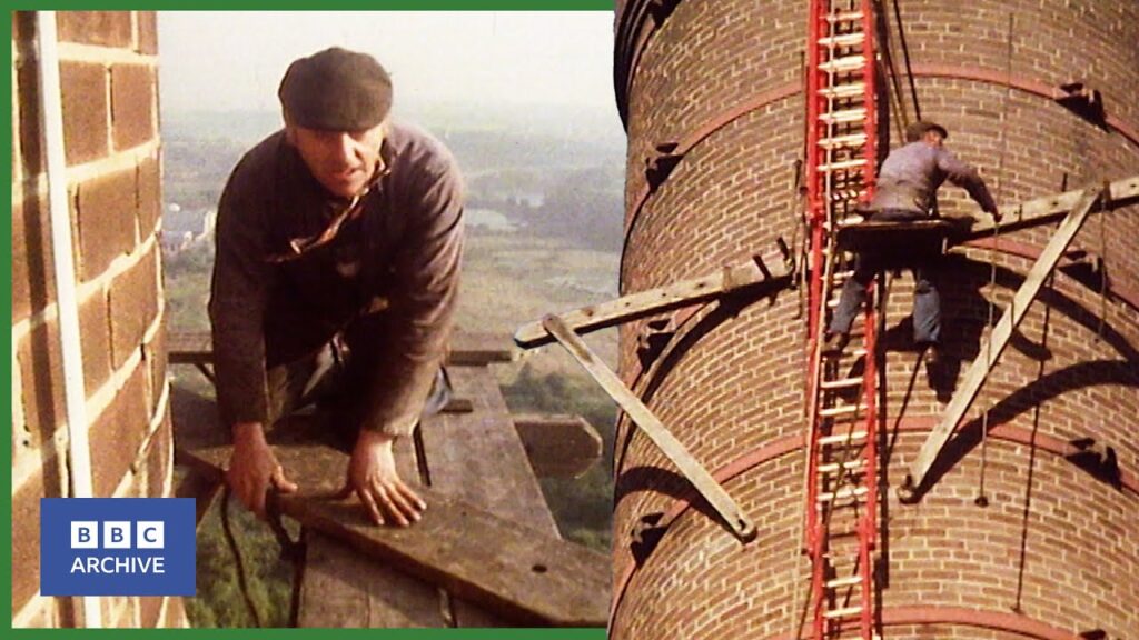 1982: FRED DIBNAH shows HOW to erect a CHIMNEY SCAFFOLD at 200 feet! | Fred | 1980s