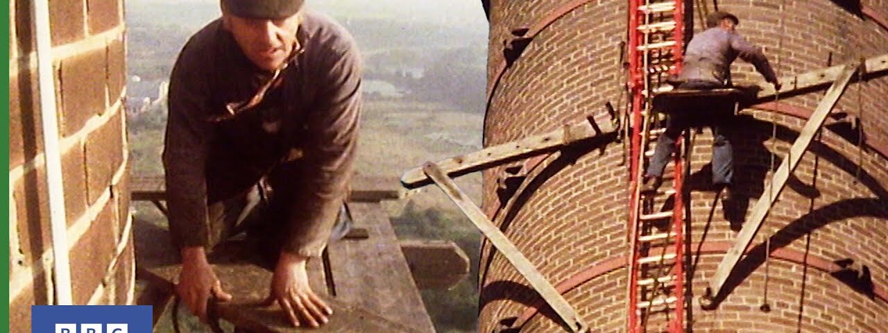 1982: FRED DIBNAH shows HOW to erect a CHIMNEY SCAFFOLD at 200 feet! | Fred | 1980s