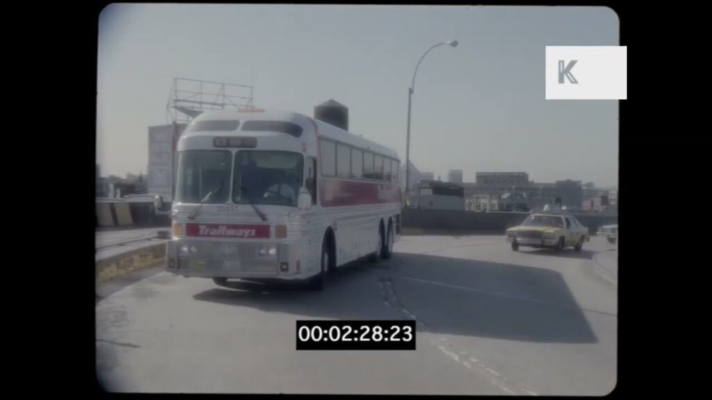 1970s New York POV Driving Over Bridge, UN Building